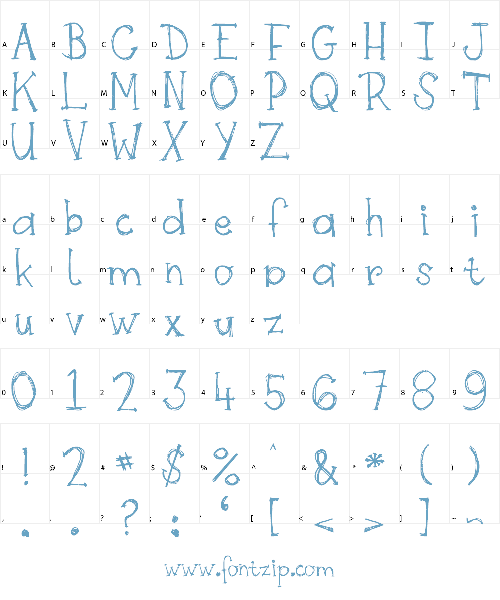 DJB Skritch Skratch Font Character